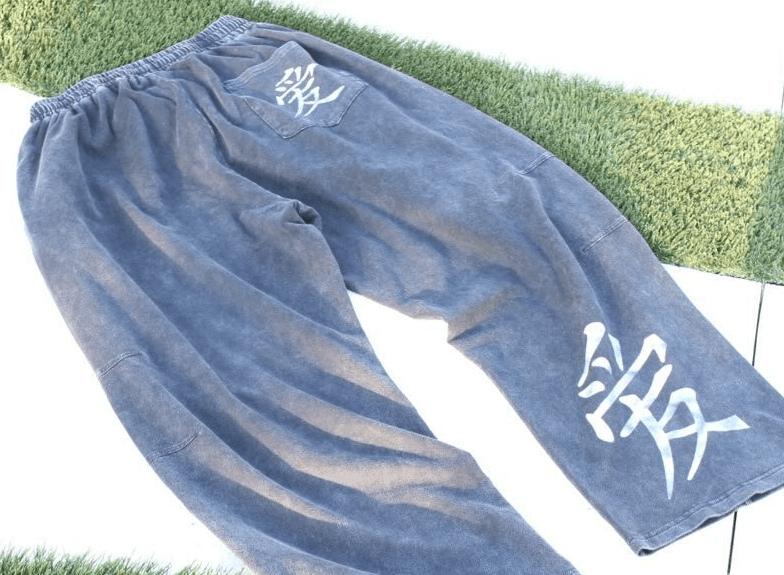 Indigo cotton sweats flat-lay