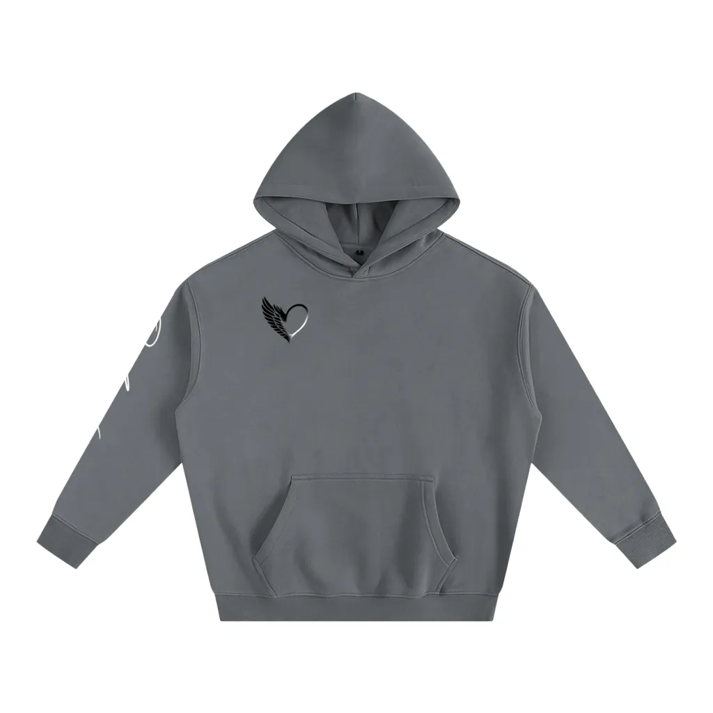 Oversized fleece hoodie in Storm Gray