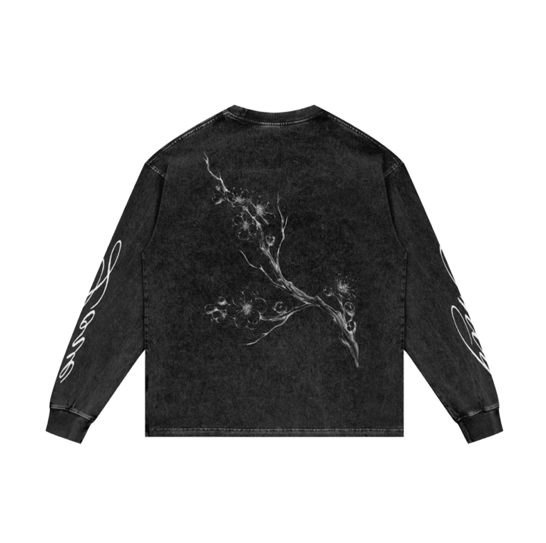 OnlyLove acid-wash long sleeve back graphic