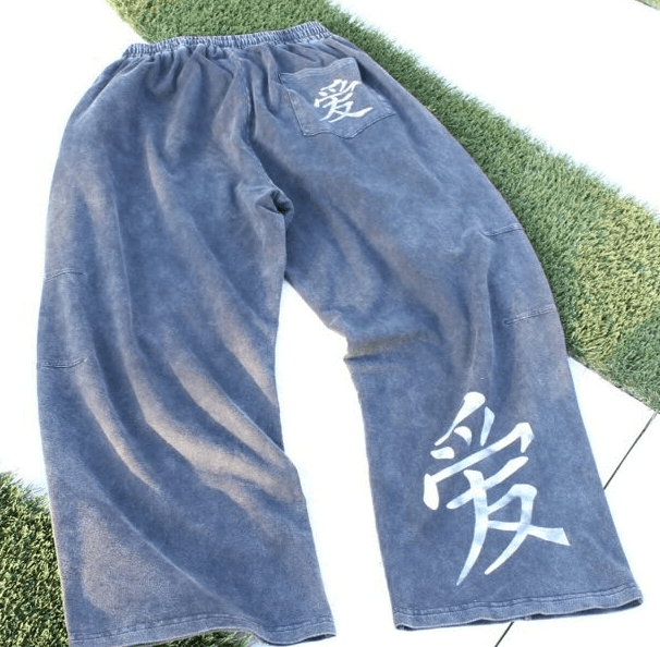 Indigo cotton sweats flat-laid